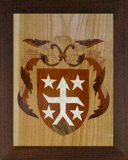 Réalisation : les armoiries en marqueterie